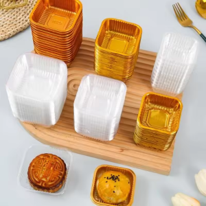 100pcs 50/80G Transparent Mooncake Tray Plastic Square Tray Pastry Dessert Egg Yolk Crisp Festival Party Mid-autumn Snack Box