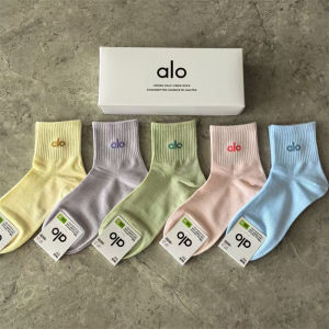 original alo yoga  Cotton mid-calf socks 80% Cotton medium-length breathable casual sports socks suitable for all seasons for both men and women