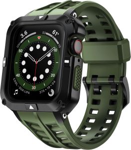 Metal Case Compatible with Apple Watch Series 7/8/9 (45mm) for se Series 6/5/4 (44mm) Metal Case with TPU Band for 45mm 44mm