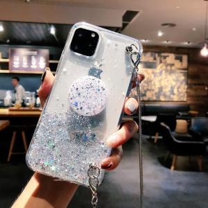 Long Sling Phone Case Samsung Galaxy A52s A22 5G A32 A52 A72 5G glitter sequins Casing with bracket Samsung A32 A52 5G starry sky design phone cover
