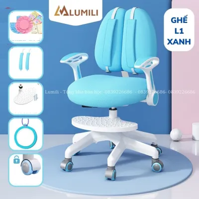 [ Tặng bọc ghế ] Ghế học sinh chống gù công thái học cao cấp Lumili F04 mới ghế trẻ em thông minh cho bé chống cận thị ghế xoay ghế văn phòng ngừa cong vẹo cột sống ghế học sinh chống gù chống cận