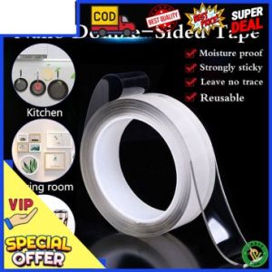 Isolasi Bening Transparan Super Kuat  Double Tape Tip Bening 1 Meter Dobel Tip Tape tebal  Kuat Anti Air Tembok Dinding