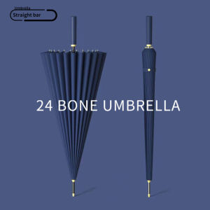 (ในสต็อก) 24กระดูกร่มกอล์ฟตรงด้ามยาวร่มขนาดใหญ่ขนาดใหญ่ Windproof คู่พายุฝนธุรกิจร่ม