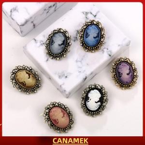 Miễn phí vận chuyển✨ Cổ Điển Gothic Phong Cách Đầu Bức Tượng Cameo Trâm Rhinestone Trâm Cho Phụ Nữ