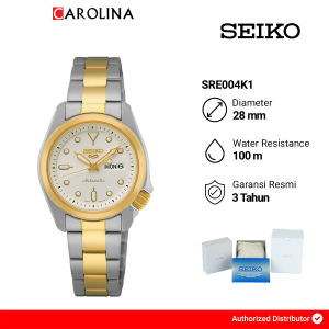 Jam Tangan Wanita Seiko 5 Sports SRE004K1 White Dial Dual Tone Stainless Steel Band