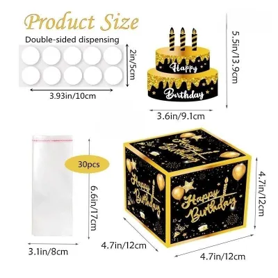 Birthday Money Box for Cash Gift Pull Banknote Roll-up Surprise Box Party Decoration with Cake Card for Friends Wedding Birthday