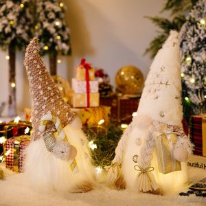 YOUSHI TOP Long Bearded Knitted Cloth Xmas Ornament Kids Gift For Home Christmas Ornaments Gnome Doll Christmas Decoration Santa Elf Doll