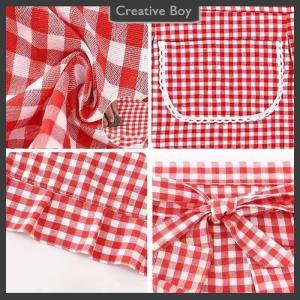 [Creative] Tạp dề vuông kiểm tra nửa eo Tạp dề chất liệu cotton chống vết bẩn thoáng khí nấu ăn tại nhà quần áo làm việc phụ kiện nhà bếp