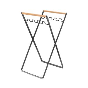 Black /White Home or Outdoor Rubbish camping portable foldable garbage rack plastic bag holder wooden handle garbage hook