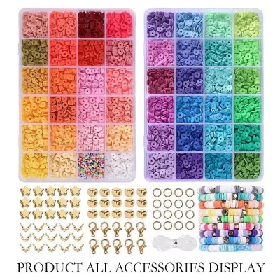 BAYOEMS 4800pcs Jewelry Making DIY Bracelets Accessories Clay Beads Kit Star Beads Children Creative