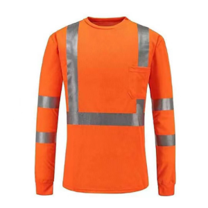 Breathable T-Shirt Summer Long Sleeve Shirts High Vis Safety Shirts with Reflective Strips Construction Work Shirt