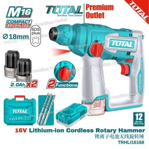 TOTAL Tools M16V series Brushless motor Compact Cordless Rotary Hammer Drill - TRHLI16168
