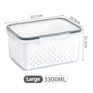 Refrigerator Organizer with Drainage Basket Kitchen Fruit And Vegetable Storage Container can stack Food storage box