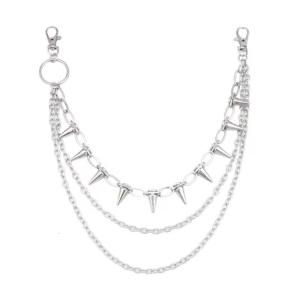 Rocker Metal Chain With Spikes For Pants Belts And Purse Charm Secure Fastening Detachable Waist Decoration Chain