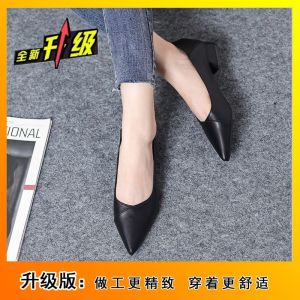 Free Shipping Comfortable Soft-Soled Black Flats For Women Suitable For Autumn Wear Designed For Long Hours Of Standing With Non-Slip Soles Soft Leather And A Pointed Toe Ideal For Professional Work Environments