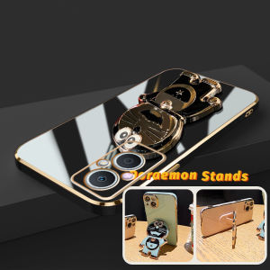 Casing Ponsel untuk OPPO Reno 7z 5G A96 Reno7 Lite F21 Pro F21s Pro 5G Reno 8 Lite Reno 8Z Case pelindung pola HP Doraemon berkilau softcase pelapisan casing ponsel silikon pembungkus penuh penutup kesing streamline Phone Stands