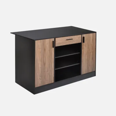 [FREE Cutlery Tray] Como Home Roven Island Table with Storage for Dry Kitchen | E1 Melamine | Ready Stock | Kitchen Cabinet