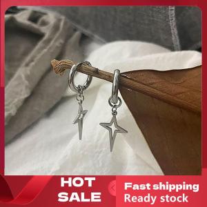 🚚【Local Express Delivery】🚚 1Pair Gothic Punk Style Alloy Drop Earrings Black Silver Color Stars Cross Simple Fashion Ear Stud For Women Men Rock Jewelry