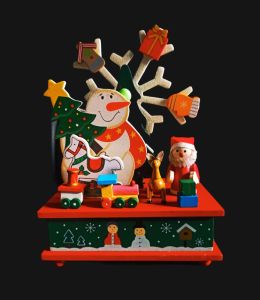 Xmas Christmas Tree and Snowman Wooden Music Box