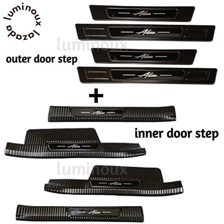 perodua alza 2022 inner + outer door step carbon fiber/titanium 1set ...