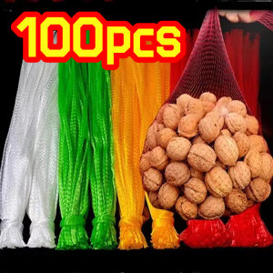 [COD] 100pcs Reusable Mesh Bags 14Inch Produce Grocery Packing Net Sacks PE Fruits Seafood Storage Bags
