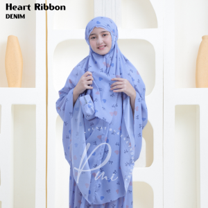 PUSAT MUKENA INDONESIA - Mukena Anak Travel Mini Parasut Korea LaserCut 2in1 Anak Heart Ribbon