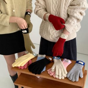 ANANAA Màn hình cảm ứng Găng tay giữ nhiệt Sọc Dày Găng tay dài hở ngón Thời trang nữ Chống lạnh Găng tay dệt