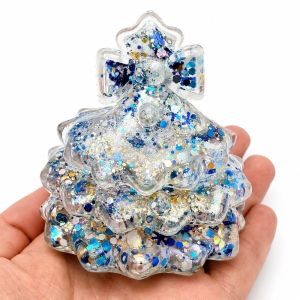TEWUB TPR Material Christmas Tree Squeeze Toy Slow Rebound Transparent Design Pinch Fun Dreamy Style Novelty Fidget Decompression Toy Christmas Party