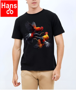 Kaos Pria Gambar 3D Premium Adu Ayam Katun 24s H0496 By Hans & Co