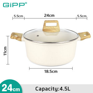 Gipp 24/28ซม หม้อ หม้อสตูว์ หม้อต้ม เคลือบหินไพฟาน หม้อทรงสูง หม้อสองหู หม้อสตู ใช้เตาแม่เหล็กไฟฟ้า