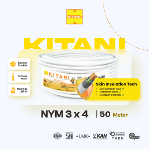 KITANI - NYM 3x4 mm² - 50 Meter - Kabel Listrik Tembaga Kawat
