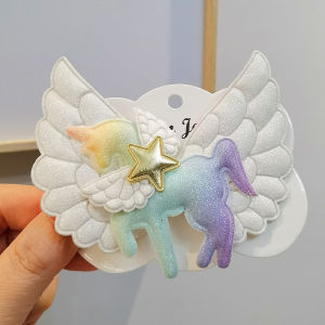 Angel Wings Unicorn Hair Clips for Girl Cute Cartoon Baby Princess Sided Clips Barrettes Kids Headwear Hair Accessories