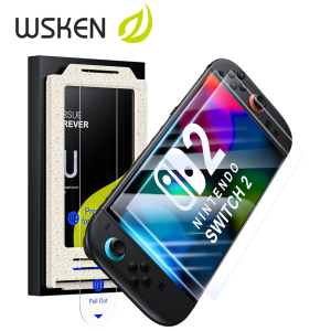 WSKEN 2 pcs for Nintendo Switch 2 ฟิล์มกันรอยหน้าจอ ฟิล์มกระจกนิรภัยกันแตก กันรอย ฟองสบู่ศูนย์ เอชดี ฟิล์มแก้ว ติดตั้งง่าย