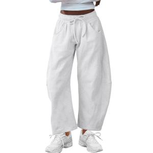 Womens Drawstring High Waist Wide Leg Pants Casual Loose Sweatpants Loose Casual Pants with Pockets