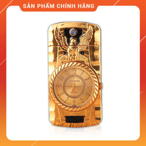 Bật Lửa Hộp Quẹt Khò Gas Kiêm Đồng Hồ Cầm Tay Phát Đèn Led In Nổi Hình Đại Bàng