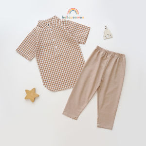 PEEWEE Setelan Koko Anak Set Kurta Anak Set Kemko Anak Kotak Gingham 1-10 Tahun