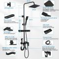 SUS304 4 In 1 Matte Black Shower Faucet - Hot Cold Water Rainfall Shower Set with Handheld, Water Saving Durable Anti-Rust Bathroom Fixture for Philippine Homes. 