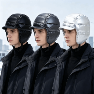 FLYING Compressed Cotton Filling Winter Russian Bomber Hat Short Brim Warm Ushanka Hat Fashion Windproof Down Ski Hat for Men and Women