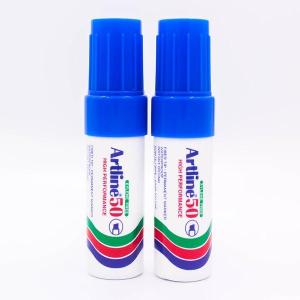 ปากกาเคมี ชุด 2 ด้าม ญี่ปุ่น มาร์คเกอร์ เมจิก หัวใหญ่ หัวตัด อาร์ทไลน์ EK-50 (สีน้ำเงิน) เขียนถุงพลาสติก ยาง โลหะ กระจก กระเบื้อง ผ้า ป้าย