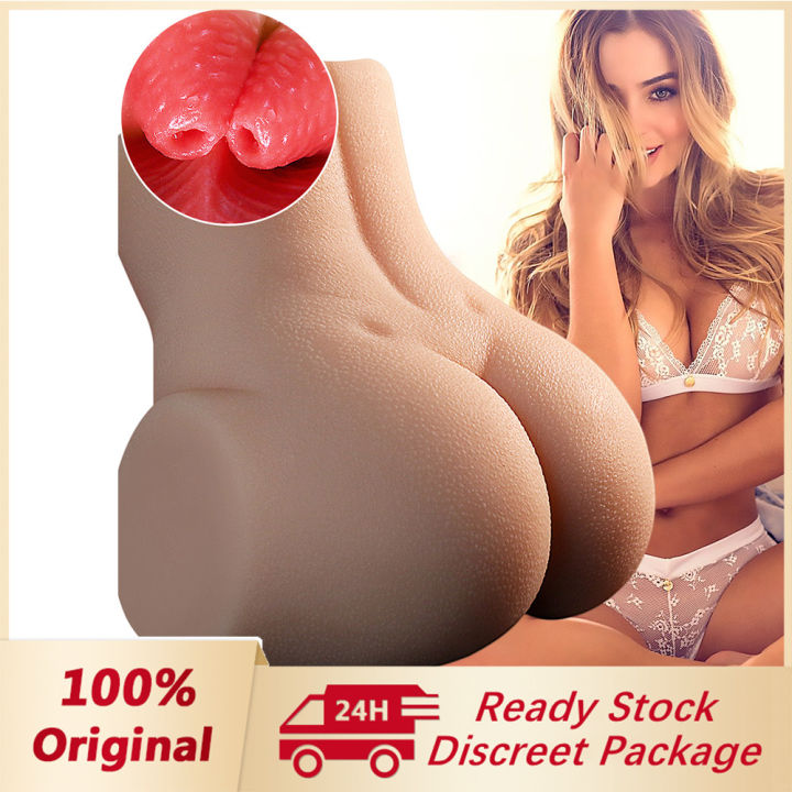 Discreet Packaging JIUAI Half body Masturbator Sex Toys for men 2kg Sex Toys Double Hole Vagina Ass Sex Dolls vagina toy sex For Men Realistic Silicone Big Ass 3D Dual Holes Big Ass Adult Sexual