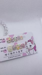 [HANDMADE]Artificial Nail R cute y2k hand-painted short style Phototpy Nails Reusable and Removable Nails