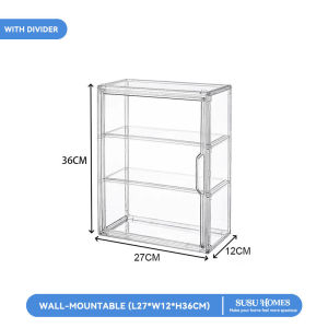 SUSU HOMES Figure Display Box Wall-Mounted Transparent Display Case Toy Stackable Organizer Labubu Blind Box Storage Kotak Simpan Barang 手办展示盒