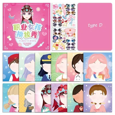 4Type Princess Dressup Sticker Set Children Cartoon Sticker Book Handred Changes Makeup Dressup Show DIY Kawaii Dress Up Girls Stickers Toys Children Birthday Party Decoration Princess Assemble Jigsaw Puzzle Game School Children Gifts Toys