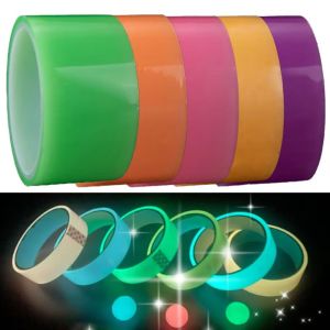 LIUJIR 6Pcs 10 triệu Cuộn băng dính dạ quang Phát sáng trong bóng tối Đầy màu sắc Băng dán phát sáng Hài Hước An toàn Băng Bóng Tự làm huỳnh quang Trẻ em