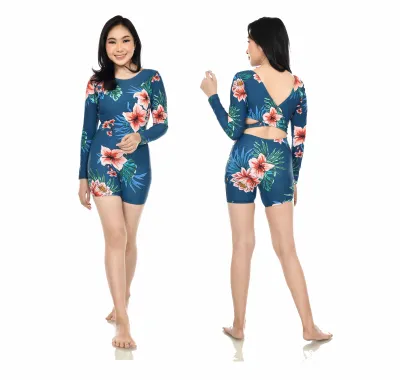 BAJU RENANG DIVING LENGAN PANJANG WANITA DEWASA ( LAPIS CUP BH) LB BUNGGA PAKAIAN RENANG WANITA DEWASA
