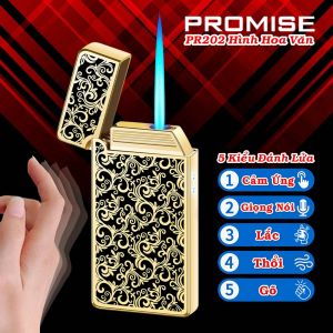 HỘP QUẸT BẬT LỬA GA ĐIỆN CẢM BIẾN ÂM THANH GIỌNG NÓI THIẾT KẾ 5 KIỂU ĐÁNH LỬA HÌNH HOA VĂN ĐẸP MẮT