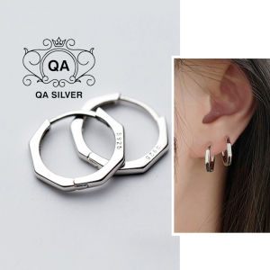 Khuyên tai bạc hình học bát giác 8 cạnh bông tai bạc đa giác khớp mở S925 GEOMETRIC Silver Earrings QA SILVER EA191010