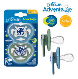 [ PA22004-INTL ] Bộ 2 ty ngậm Dr.Browns Advantage đầu tròn phát sáng dạ quang ( 6-18m )