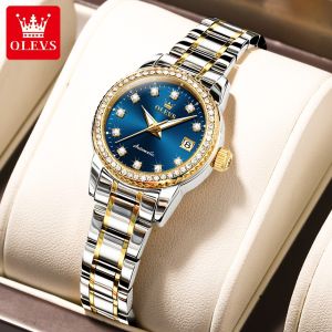 OLEVS Genuine Automatic Watch For Women 100% Original Waterproof Luxury Diamond Import Mechanical Movement Business Fashion Sapphire Mirror Luminous Calendar