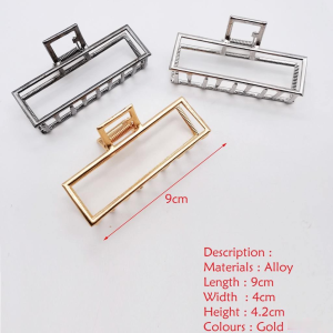 Jepit Rambut Salon Jumbo Bahan Besi Warna Emas Gaya Retro Korea Jedai Logam Elegan Gold Metal Alloy Besar